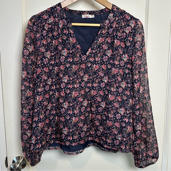 Faherty Silk Cotton Sage Wood Blouse - Stargaze Bloom  - Size Small - Picture 2 of 11